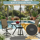 47" Outdoor Patio Table Dining Table, All Weather Metal Round Patio Table with Adjustable Umbrella Hole - Photo 4