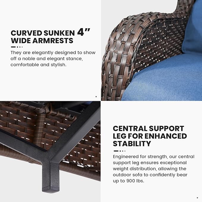 Belord Outdoor Wicker Furniture 5 Pieces Patio Furniture Set Patio Wicker Chairs with Ottomans Conversation Set for - Photo 8