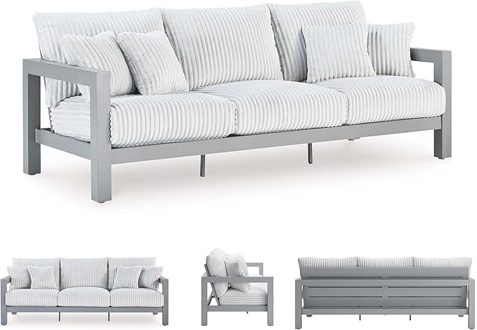 Signature Design by Ashley Moonlight View Contemporary Outdoor Nuvella Weather Resistant Fabric Sofa with Cushion and 4 - Photo 7