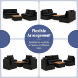Tangkula 5 Piece Rattan Sofa Set, Outdoor Wicker Furniture Set w/Seat & Back Cushions, Square Coffee Table - Photo 5
