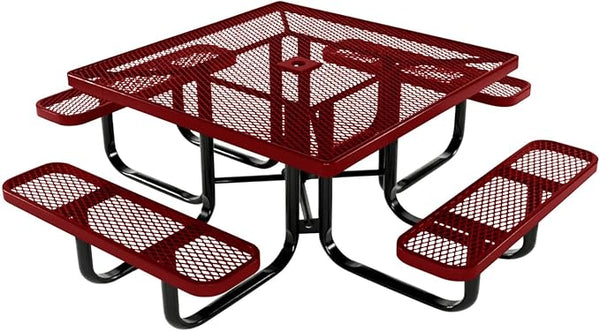 COATEDOUTDOORFURNITURE Heavy-Duty Portable Outdoor Kids Table with Umbrella Hole, Expanded Metal Kids Picnic Table - Photo 1