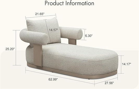PURPLE LEAF Outdoor Chaise Lounge 1 Piece Chair Modern Aluminum Lounger Daybed with Lumbar Pillow and Armrest for Patio Poolside Beach Sunbathing Deck