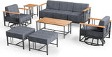 Patio Furniture Set of 7,with 6-inch Thick Cushion Outdoor Furniture Set,Patio Chair Set with Sofa,Wood Grain - Photo 9