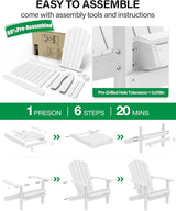 YEFU Adirondack Chairs Set of 2 Plastic Weather Resistant, Outdoor Chairs 5 Steps Easy Installation, Like Real Wood - Photo 9