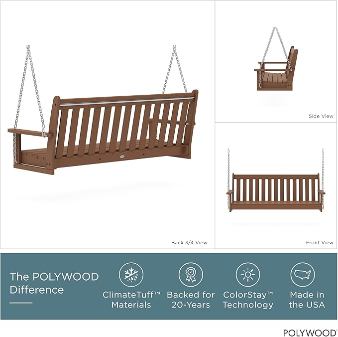 POLYWOOD GNS60TE Vineyard 60" Swing, Teak - Photo 2