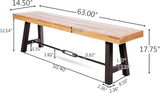 Christopher Knight Home Catriona Outdoor Dining Benches - Acacia Wood - Teak/Rustic Metal (Set of 2) - Photo 4