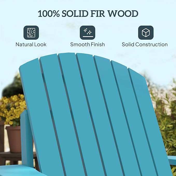 Outsunny Wooden Adirondack Chair, Outdoor Patio Lawn Chair with Cup Holder, Weather Resistant Lawn Furniture, Classic Lounge for Deck, Garden, Backyard, Fire Pit, Sky Blue