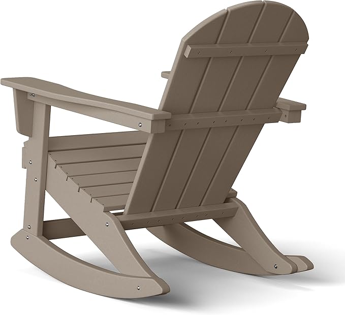 WestinTrends Malibu Outdoor/Patio Poly Adirondack Rocking Chair, Weathered Wood