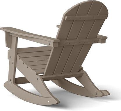WestinTrends Malibu Outdoor/Patio Poly Adirondack Rocking Chair, Weathered Wood