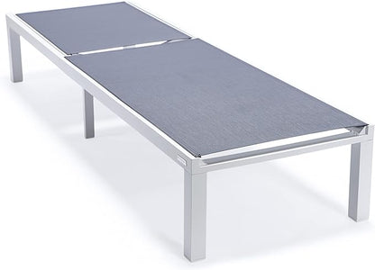 LeisureMod Marlin Aluminum Outdoor Chaise Lounge Chair - Mesh Sling Fabric Seat White Aluminum Frame Beach, Pool Lounge Chair for Modern Patio Lawn, Garden and Backyard (Dark Grey)