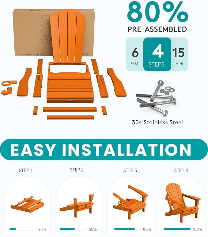 SERWALL Adirondack Chair Set of 6 - Photo 6