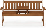 Furinno TIOMAN Outdoor Bench, Occasional Garden Bench with Back, for Patio, Garden, Porch, 22 x 59 x 56, Natural - Photo 5
