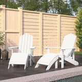 Adirondack Chairs Patio Furniture Set 2 pcs with Footstools White HDPE Outdoor Lounge Chairs with High Backrest and - Photo 1