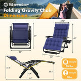 Slendor Zero Gravity Chair Oversized, 33In XXL Reclining Lounge Chair with Removable Cushion, Cup Tray, Footrest - Photo 3
