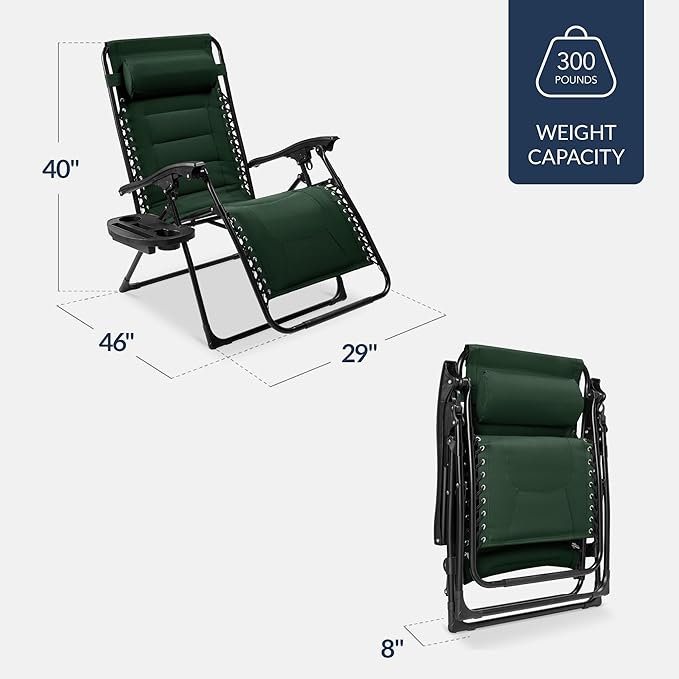 Best Choice Products Oversized Padded Zero Gravity Chair, Folding Outdoor Patio Recliner - Photo 2