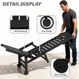5-Position Adjustable Patio Chaise Lounge - 78'' HDPE Outdoor Lounger with Rolling Wheels & Cup Holder, Longer, Wider - Photo 6