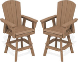 SERWALL Swivel Adirondack Barstools Set of 2, HDPE Outdoor Swivel Bar Chairs Set of 2 for Patio, Poolside, Garden, Brown - Photo 1