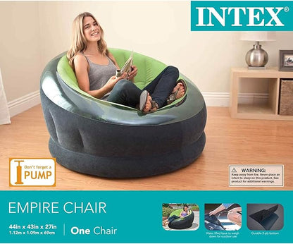 Intex Empire Inflatable Lounge Dorm Camping Chair for Adults, Green (3 Pack)