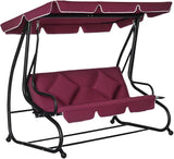 Outsunny 3-Seat Outdoor Patio Swing Chair, Converting Flatbed, Outdoor Swing Glider with Adjustable Canopy - Photo 1