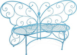 Alpine Corporation BAZ400BL Indoor Outdoor Metal Butterfly Shaped Garden Bench, 62" Long, Blue - Photo 8