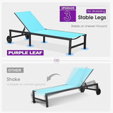 PURPLE LEAF Outdoor Chaise Lounge Chairs Set Recliner Adjustable Chair with Wheels and Table for Poolside Beach Patio - Photo 3