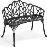 HOMEFUN Outdoor Bench, Patio Garden Benches Metal Loveseat Cast-Aluminum Outside Furniture for Park Lawn Front Porch - Photo 1