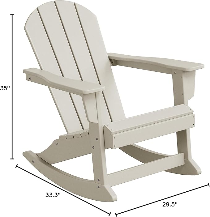 WO WESTIN OUTDOOR HDPE Laguna Outdoor Rocking Poly Adirondack Chair, Sand
