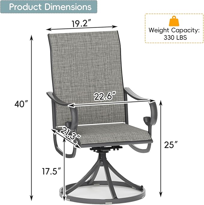 Patio Swivel Chairs Set of 4, Outdoor Dining Chairs with High Back - Photo 3