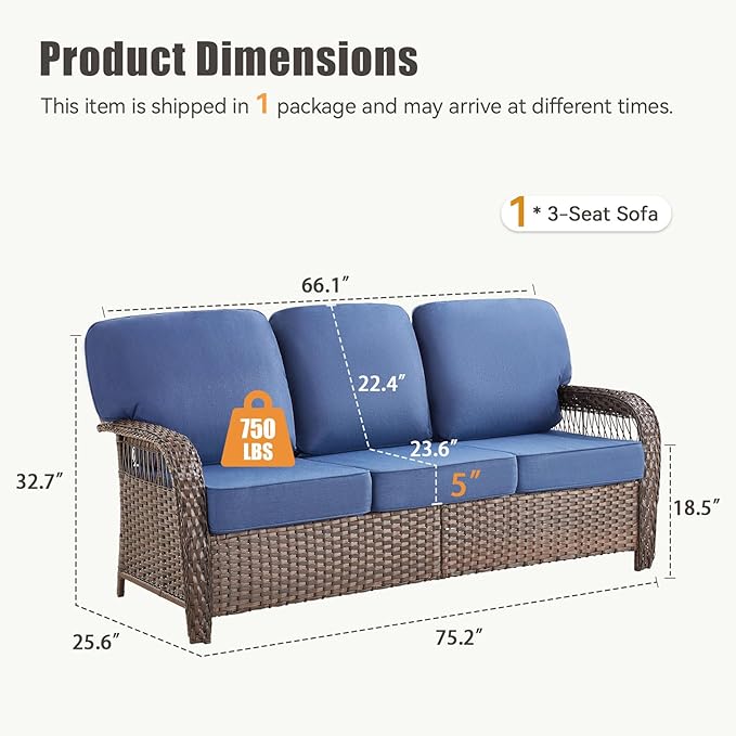 75'' Outdoor Patio Couch Wicker Sofa - Photo 2