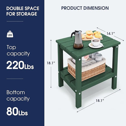 KINGYES Double Side Table, Adirondack End Table- Green