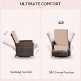 Outsunny Outdoor Wicker Swivel Recliner Chair, Reclining Backrest, Lifting Footrest, 360° Rotating Basic - Photo 5