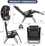 Giantex 2 PCS Zero Gravity Chair, Outdoor Chaise Lounge with Cup Holder - Photo 3