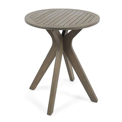 Christopher Knight Home Brigitte Outdoor Round Acacia Wood Bistro Table with X Legs, Grey