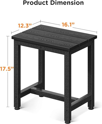ODK Outdoor Side Table, Adirondack Patio End Table with Weather-Resistant, Waterproof Top for Hot Tub, Garden, Balcony, Poolside, Durable & Easy-to-Clean, Black