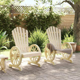 Solid Fir Wood Adirondack Chair Set of 2 with Weathered Finish for Outdoor Patio and Garden Seating - Photo 3