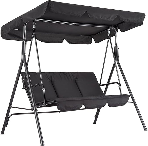 GarveeLife Outdoor Porch Swing Chair with Adjustable Canopy for Adults, 3-Seat Patio Glider Bench with Thick Cushions - Photo 1