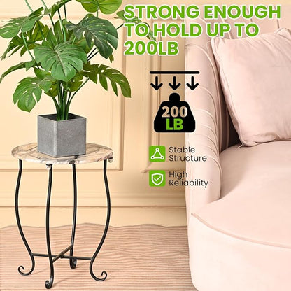 Patio Side Table, Versatile 14" Round Side Table for Balcony Yard Porch Bedside Rocking Chair and Pool Chair, Weather Resistant Metal Accent Table for Indoor Outdoor Use, Easy Assembly