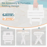 LUE BONA Small Outdoor Folding Side Table, HDPS Outside End Table for Patio, Porch, Deck, Pool, 14 Inch Height, White - Photo 5