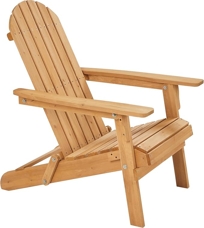 Topeakmart Set of 3 Folding Adirondack Chair Outdoor Weather Resistant Chairs for Patio Deck Garden, Backyard Deck, Fire Pit, Honey Brown