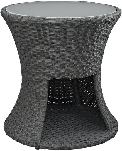 Modway Sojourn Wicker Rattan Outdoor Patio Side End Table in Chocolate