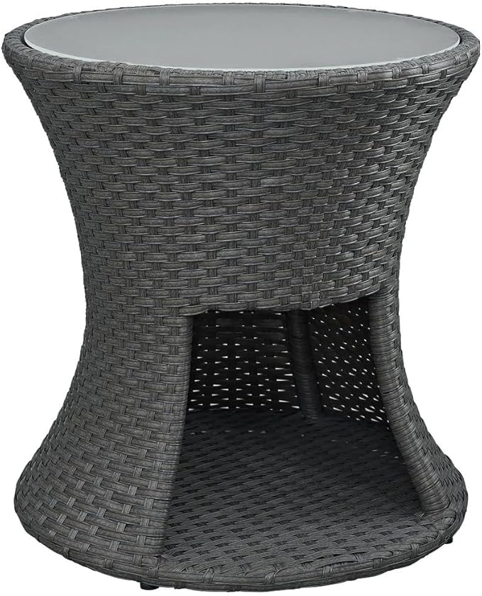 Modway Sojourn Wicker Rattan Outdoor Patio Side End Table in Chocolate - Photo 1