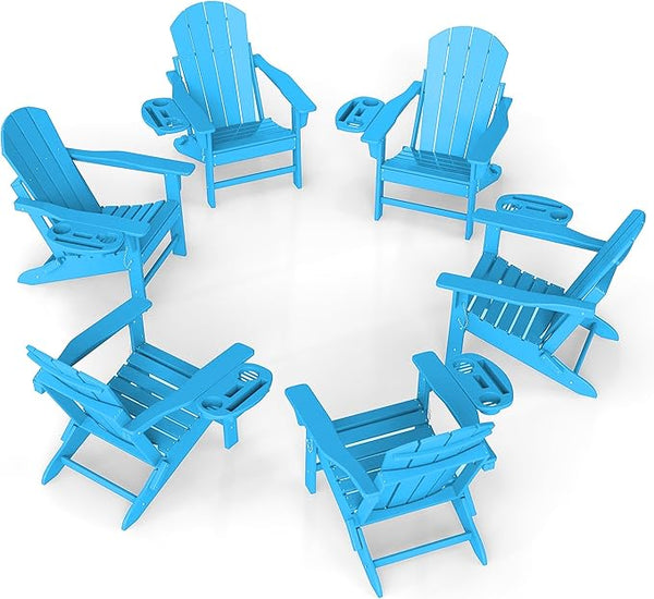 FOOWIN Folding Adirondack Chair Set of 6, HDPE Adirondack Chairs with Cup Holder - Photo 1