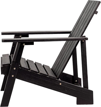 Eyely PTA1001D Spencer Outdoor Patio Modern Acacia Wood Adirondack Chair, Black for Mid-Century, Classic, Modern, Cottage, Farmhouse, Rustic