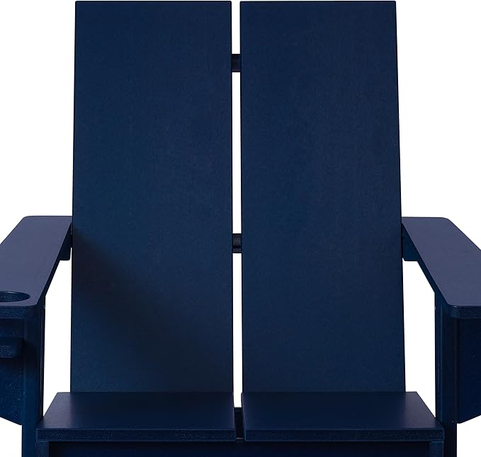 WestinTrends Riviera Outdoor HDPE Modern Adirondack Chair with Cup Holder, Navy Blue