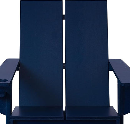WestinTrends Riviera Outdoor HDPE Modern Adirondack Chair with Cup Holder, Navy Blue