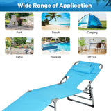 Tangkula Tanning Chair with Face Hole, Patio Folding Adjustable Reclining Beach Sunbathing Lounge Chair with Side Pocket - Photo 8