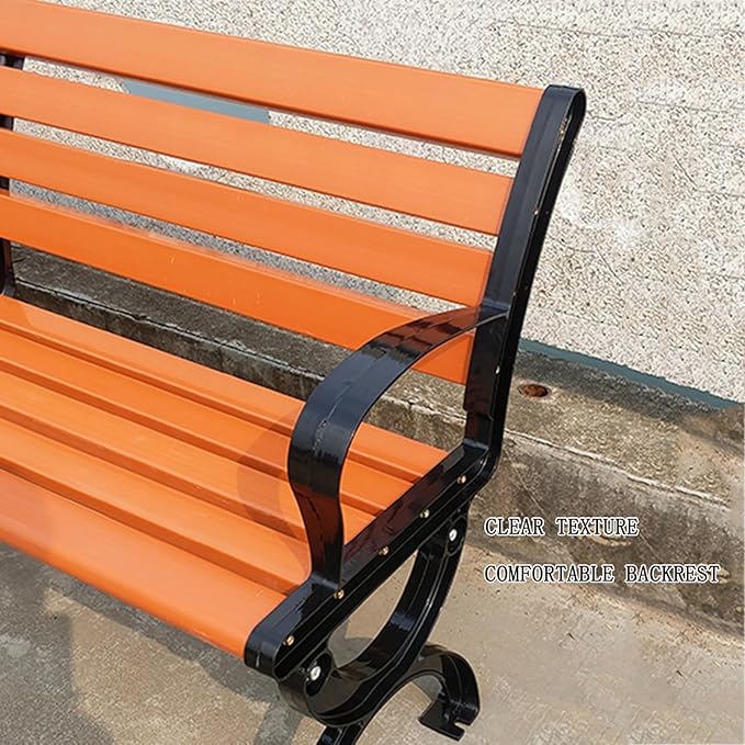 150cm Garden Park Bench with Backrest and Armrest Plastic Wood Garden Bench Porch Chair Weather-Resistant Square Chair - Photo 5