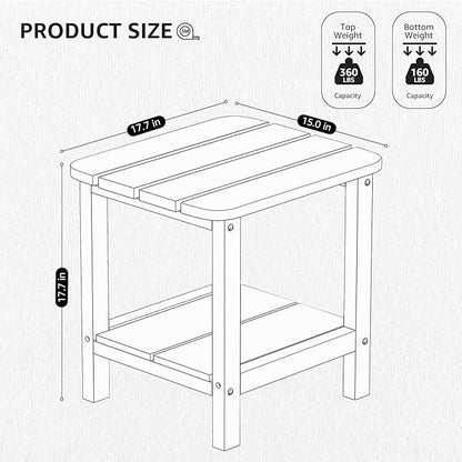 SERWALL Double Adirondack Side Table Rectangular End Table, Coffee