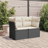 Black PE Rattan 2-Seater Garden Sofa with Removable Covers, Modular Outdoor Furniture Set for Patio and Balcony - Photo 3