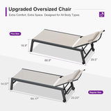 PURPLE LEAF Outdoor Oversized Lounge Chair Set Patio Chaise Pool Lounger Aluminum Frame with 2 Side Table and Wheels - Photo 3